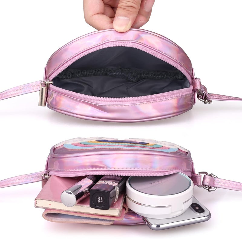 Dksyee Cute Leather Rainbow Crossbody Bag for Little Girls - Image 3